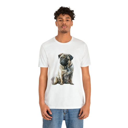 Loving Pug in Watercolor - Short Sleeve Tee